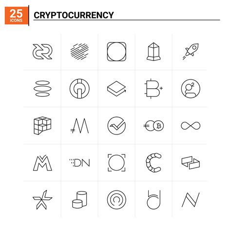 25 Cryptocurrency icon set vector background 18032499 Vector Art at Vecteezy