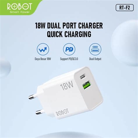 Jual Robot Rt F Adaptor Kepala Charger Dual Port Usb Usb C Fast