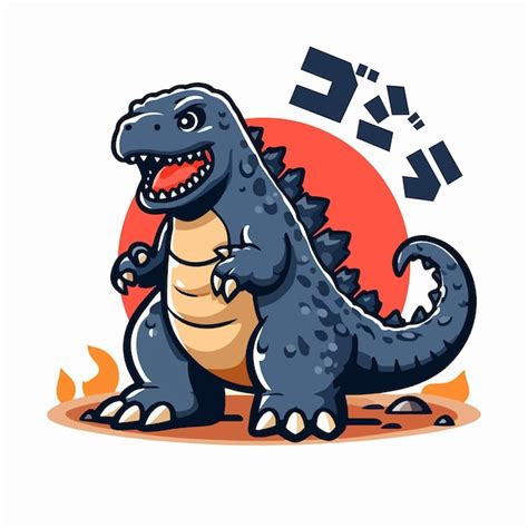 Ilustraciгіn De Vector De Dibujos Animados Lindo Godzilla Vector Premi