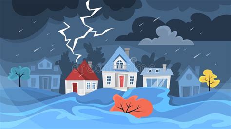 City flood,Rain And Storm Stock Illustration - Illustration of ...