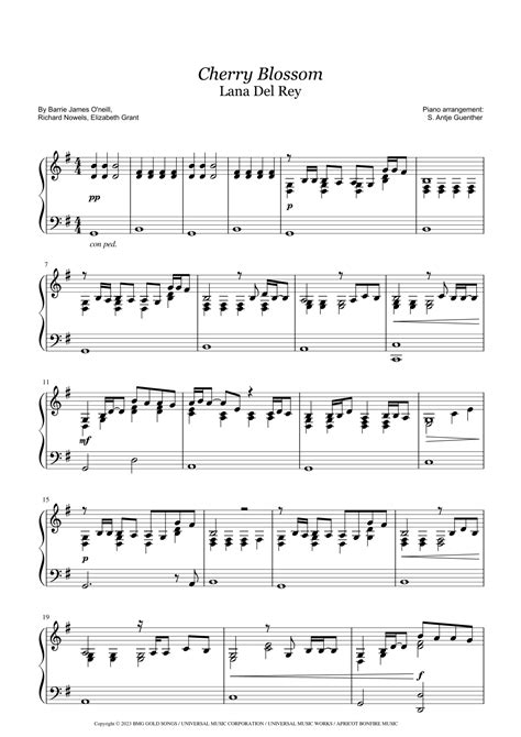 Cherry Blossom arr Antje Günther by Lana Del Rey Sheet Music for