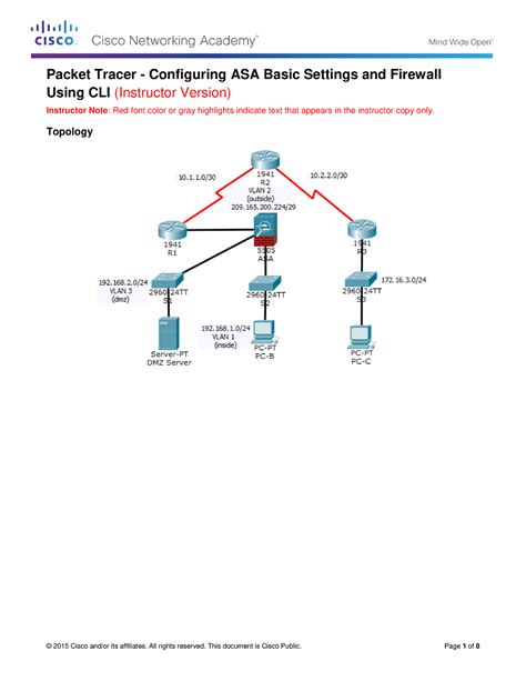 Packet Tracer Configuring Asa Basic Settings And Firewall