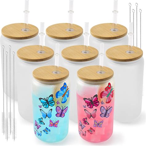 Amazon Joyclub Pack Sublimation Glass Cups Blanks With Bamboo