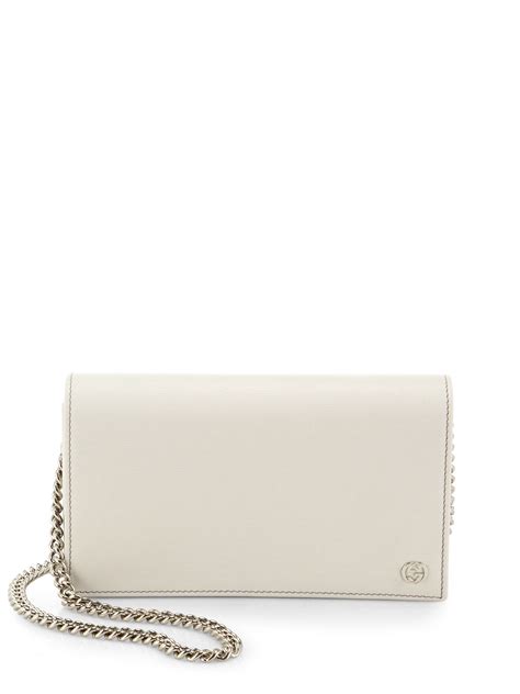 Lyst - Gucci Leather Chain Wallet in White