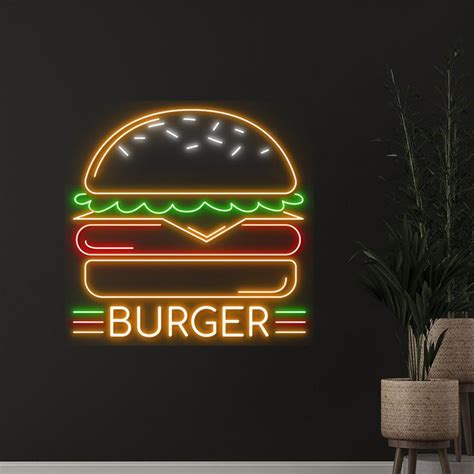 Burger Neon Sign Burger Neon Light Burger Led Light Fast Food Led