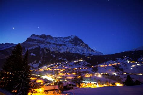 Starry Night in Grindelwald, Switzerland Stock Image - Image of beauty ...