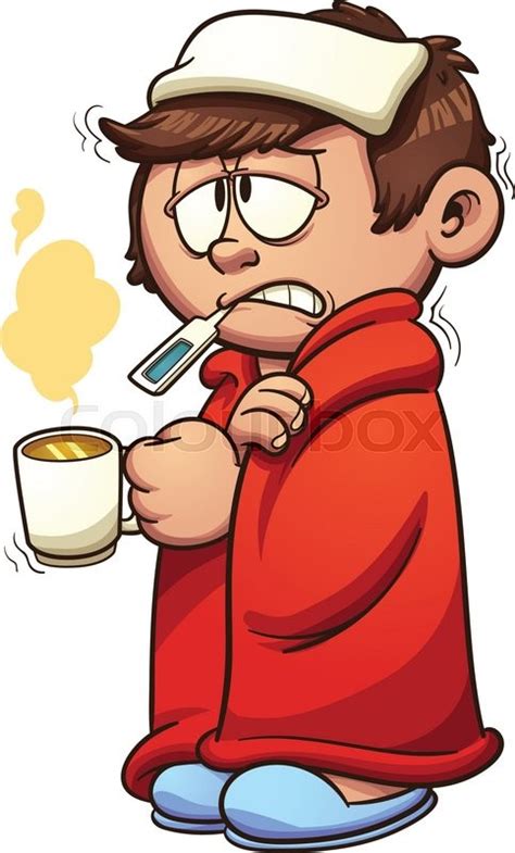 Kid Sick With A Cold And Fever Vector Stock Vector Colourbox