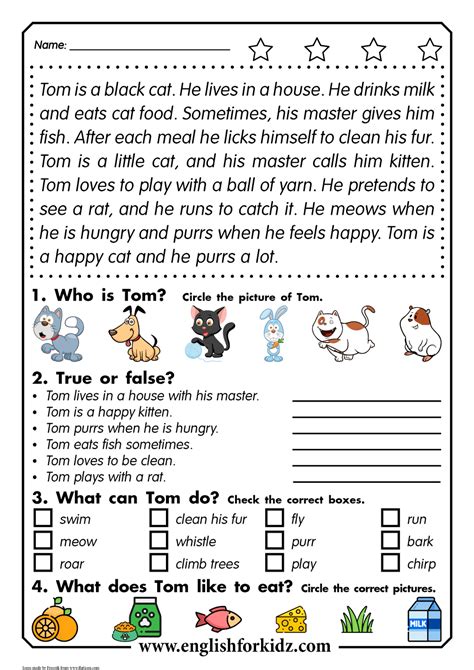 Reading Comprehension Worksheets Grade 1 Pdf