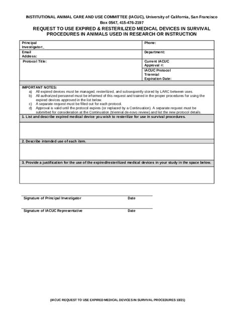 EXPEDITED RENEWAL Iacuc Ucsf Doc Template PdfFiller