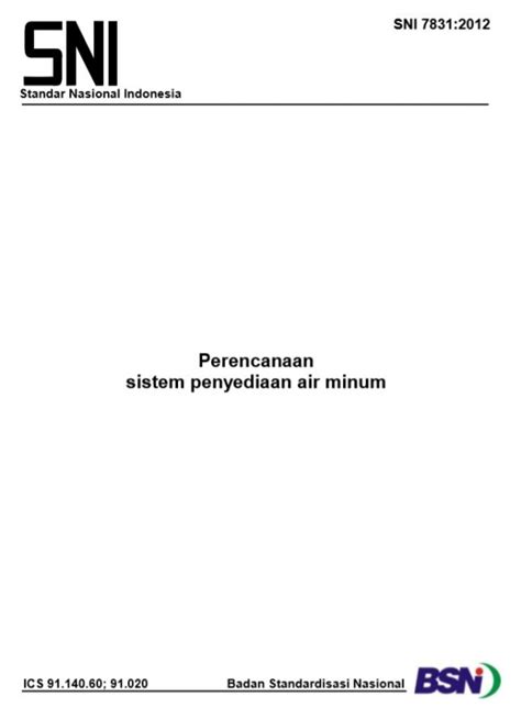 SNI 7831 2012 Perencanaan Sistem Penyediaan Air Minum NAWASIS