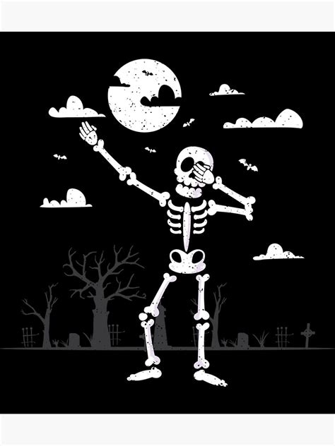 Skeleton Dab Halloween Sticker Poster For Sale By Emmaleepat Redbubble