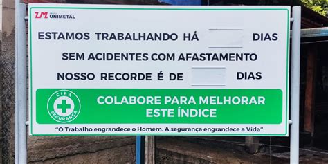 Placa Cipa Dias Sem Acidentes Unimetal Acriart