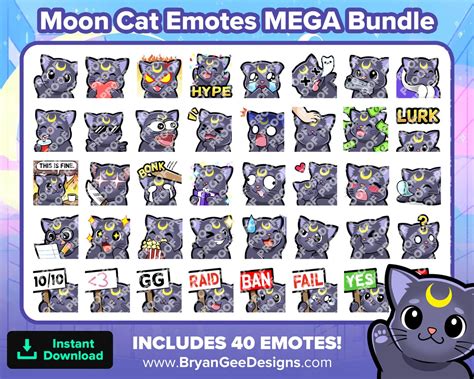 Black Moon Cat Twitch Emotes Mega Bundle For Streaming Etsy