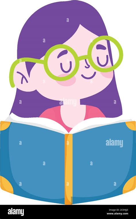 Ni A Peque A Estudiante Con Gafas De Lectura Libro De Dibujos Animados