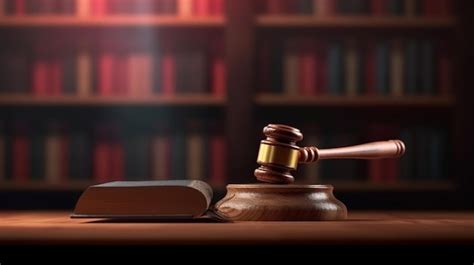 Premium Photo A Wooden Judge S Gavel Sits On A Desk In A Library