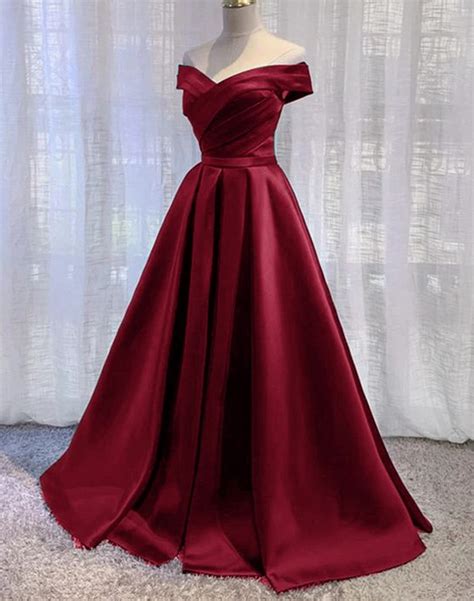 Elegant Off Shoulder A Line Satin Prom Dress On Luulla