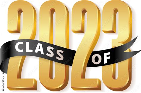 Class Of 2023 Graduate Gold Lettering Graduation 3d Logo With Black