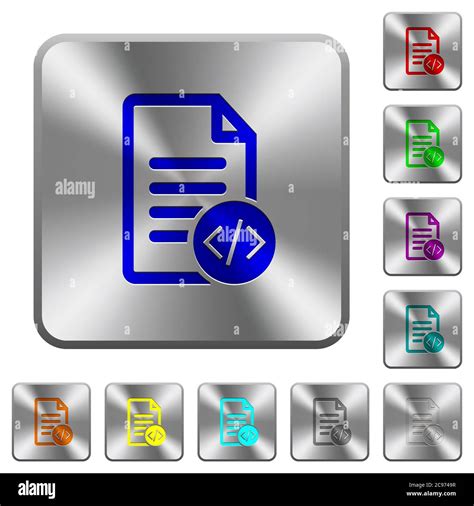 Source Code Document Engraved Icons On Rounded Square Glossy Steel