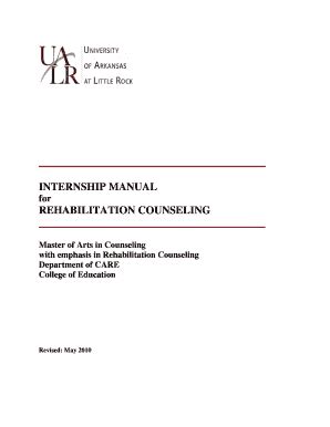 Fillable Online Ualr Internship Manual Rehabilitation Counseling