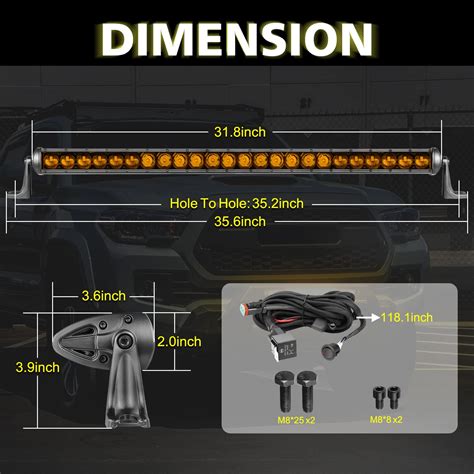 Inch Amber Light Bar Kit Akd Part W Single Row Led Light Bar W