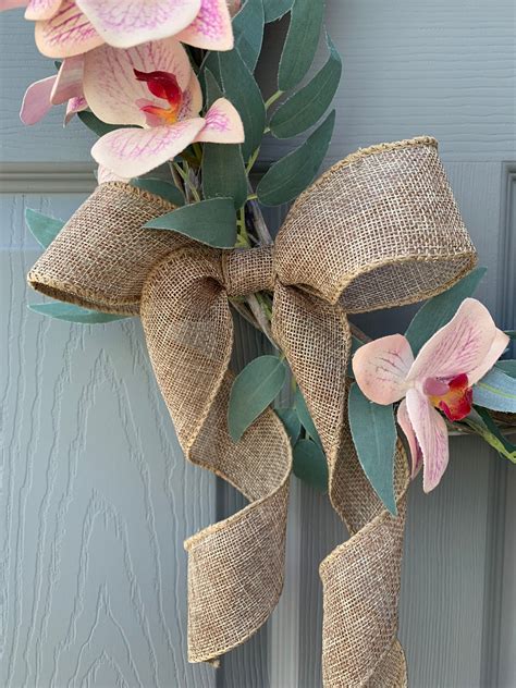 Orchid Wreath Wreaths For Front Door Summer Wreath Door Etsy