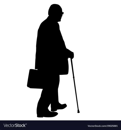 Old Man Silhouette With Cane Royalty Free Vector Image