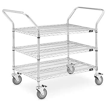 Chrome Heavy-Duty Wire Cart - 48 x 24 x 41", 3 Shelf H-1520 - Uline