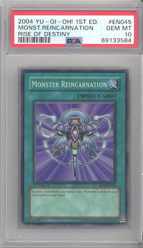 Psa 10 Yu Gi Oh Card Rds En045 Monster Reincarnation Super Rare Holo 1st Edition Gem