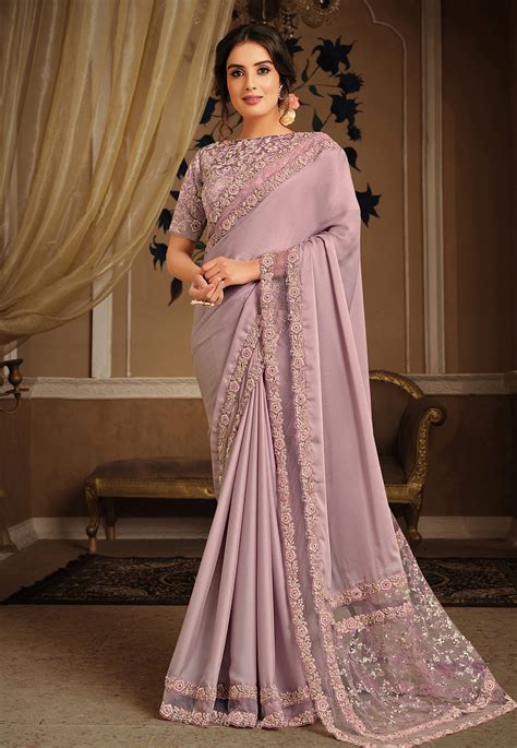 Light Purple Silk Party Wear Saree 21306