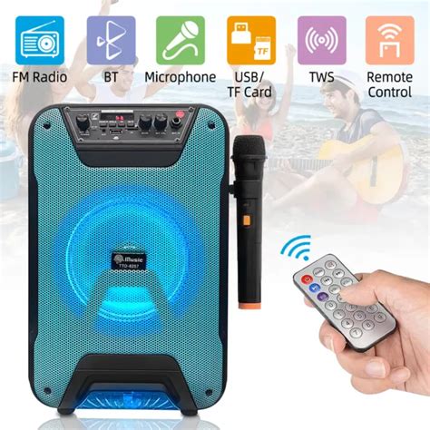 Inch Portable Bluetooth Party Speaker Wireless Karaoke Mic Subwoofer