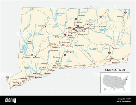 road map of the US American State of Connecticut Stock Vector Image & Art - Alamy