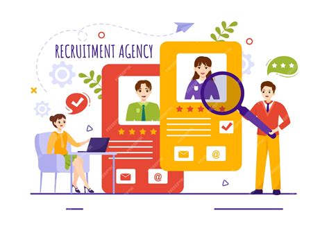 Premium Vector Recruitment Agency Vector Illustration With Managers