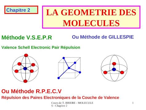 Ppt Cours De T Briere Molecules Chapitre M Thode V S E P R