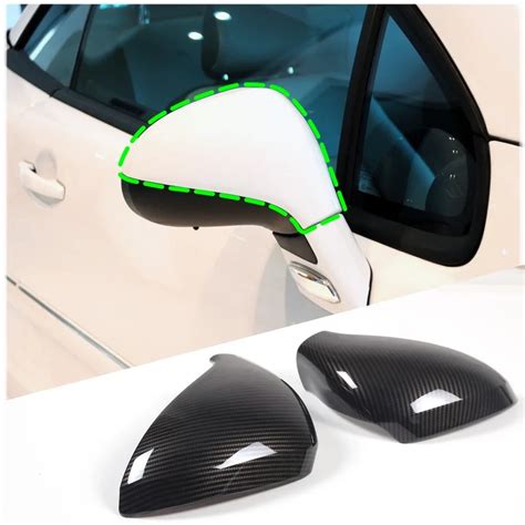 Carro Side Porta Espelho Retrovisor Tampa ABS Fibra De Carbono Prata