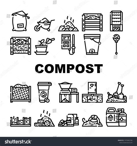 Compost Production Collection Icons Set Vector Stock Vector Royalty