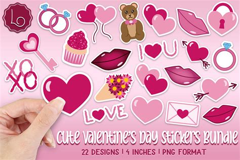 Cute Valentines Day Stickers Bundle Graphic By La Oliveira · Creative