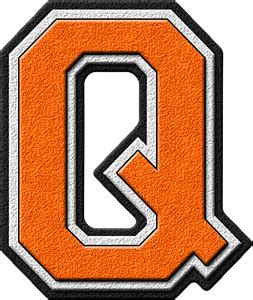 Presentation Alphabets Orange Varsity Letter Q