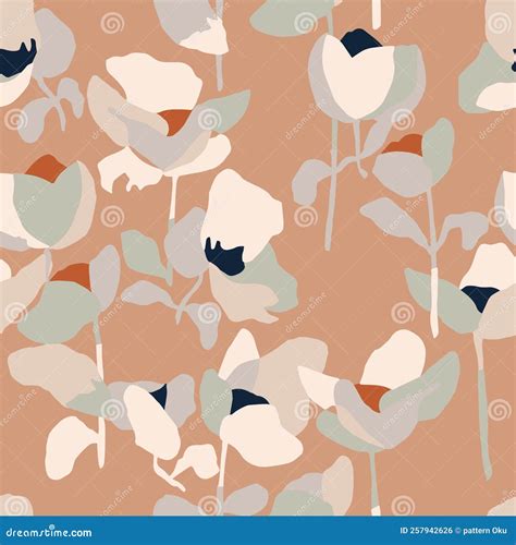 Vector Abstract Simple Flower Illustration Seamless Repeat Pattern