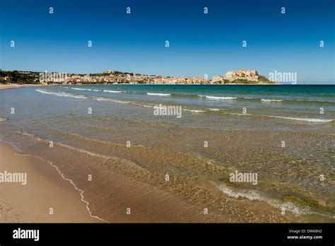 View Of The Citadel Town And Port Of Calvi Looking Across Calvi Bay