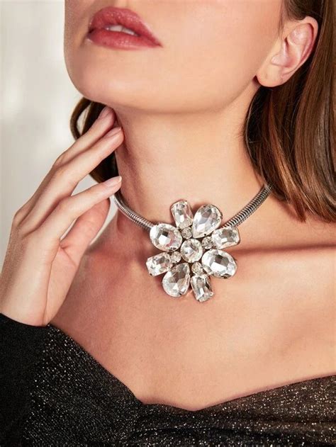 Naszyjnik srebrny choker z kwiatem z kryształkami 12784686090