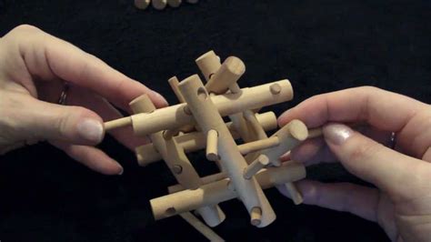 Solution Tutorial Wooden Brain Teaser Bamboo Puzzle 3D Pegs