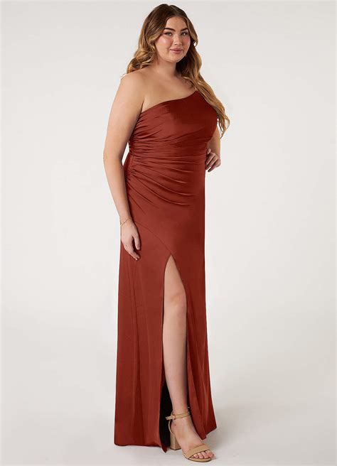 Azazie Eren Stretch Satin Dress Terracotta Bridesmaid Dresses Azazie