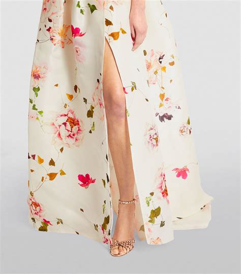 Womens Monique Lhuillier White Silk Floral Gown Harrods UK