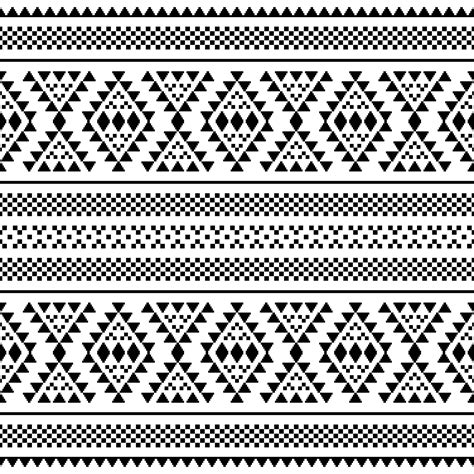 Seamless Ethnic Pixel Pattern In Black And White Color Tribal Vector