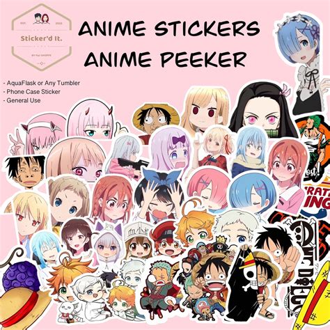 Holographic Anime Stickers Anime Peeker Stickers For Aquaflask Any