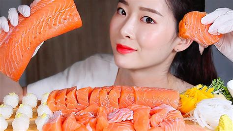 통연어 연어초밥 연어회 리얼사운드먹방 Salmon Chunk Sushi Sashimi Mukbang Eating Show