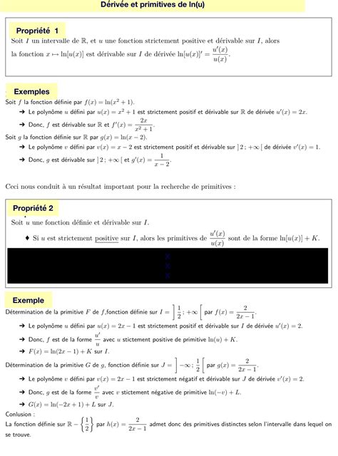 D Riv E Et Primitives De Ln U Mathbox Fr