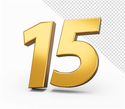 Premium PSD | Gold number 15 fifteen isolated background shiny 3d ...
