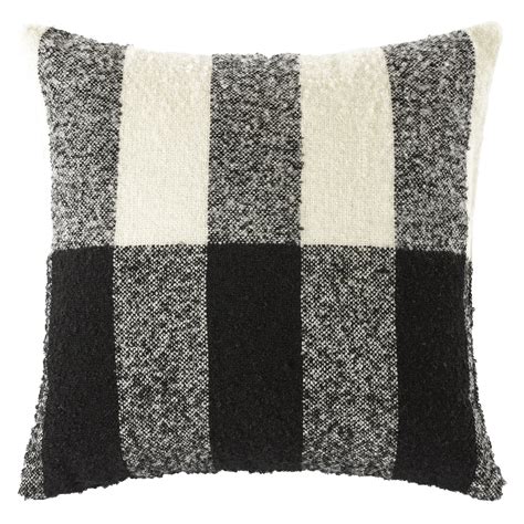 Mainstays 18"x18" Black and White Plaid Decorative Throw Pillow ...