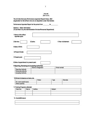 Fillable Online Form III See Rule 4 The All India Services Odisha